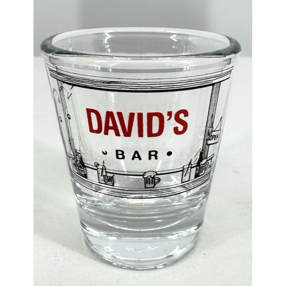 Shot Glass David's‎ Bar Souvenir Clear Glass Pub Collectible Barware